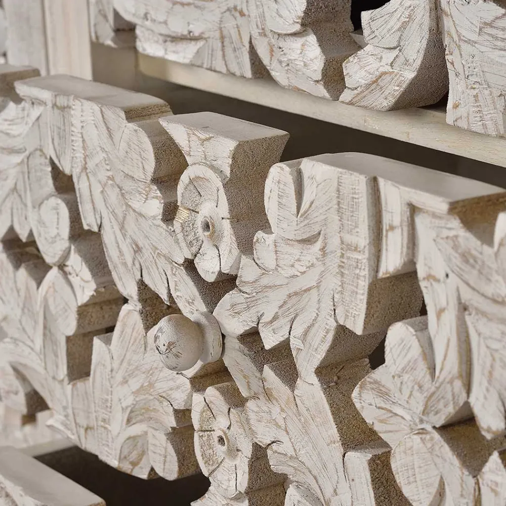 Wohnen Vintage Design Sideboard in Holz White Wash - Fudorus