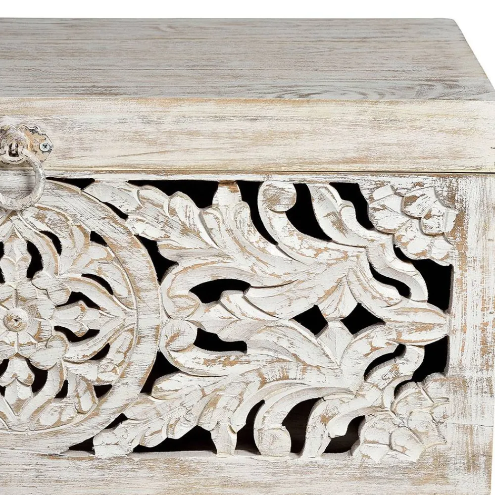 Wohnen Holztruhen*Vintage Design Truhe aus Mangoholz White Wash - Fudorus