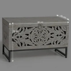 Wohnen Holztruhen*Vintage Design Truhe aus Mangoholz White Wash - Fudorus