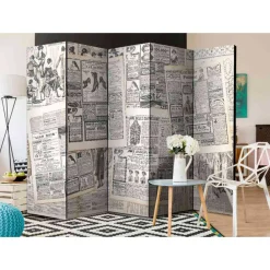 Wohnen Vintage Design-Paravent in Creme Schwarz - Planconta