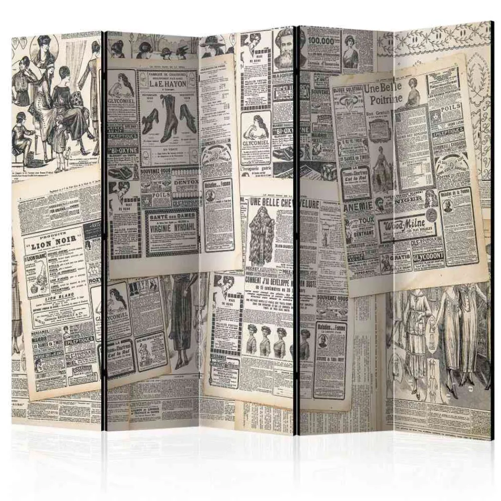 Wohnen Vintage Design-Paravent in Creme Schwarz - Planconta