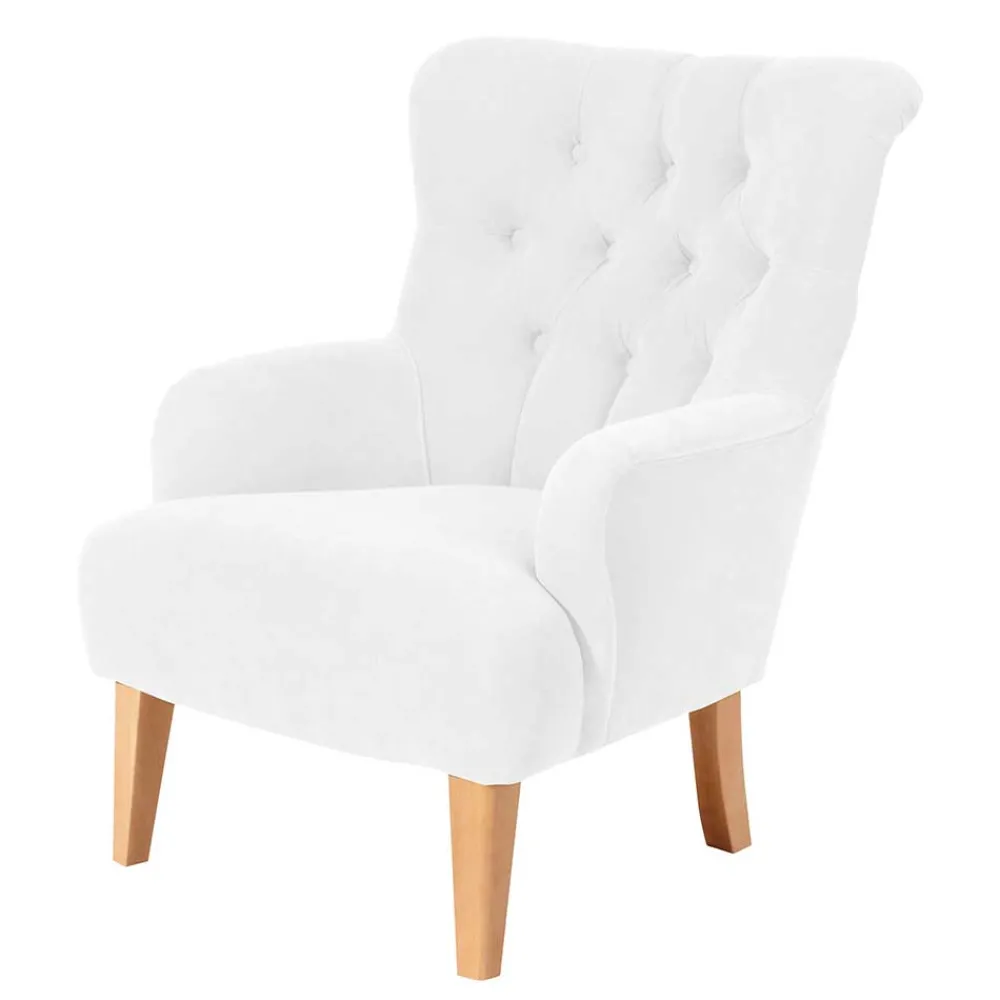 Wohnen Vintage Möbel*Vintage Designsessel in Creme und Buche - Ardit