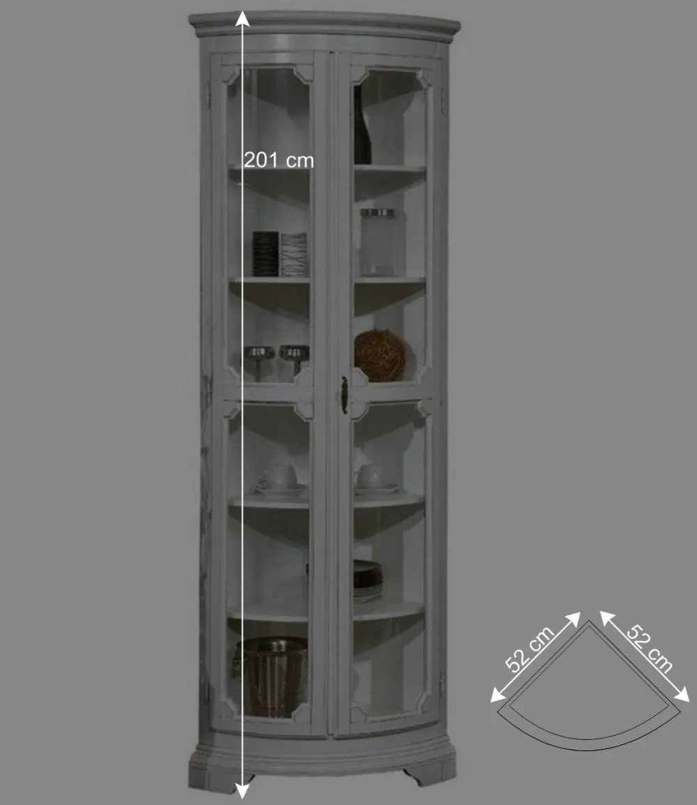 Wohnen Vintage Möbel|Esszimmer-Vitrinen*Vintage Eckvitrine in Weiß - Zarinas