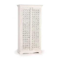 Wohnen Vintage Garderobenschrank in White Wash Holz - Toscana