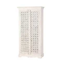 Wohnen Vintage Garderobenschrank in White Wash Holz - Toscana