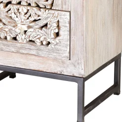 Wohnen Vintage Hochkommode aus Mangoholz White Wash - Fudorus