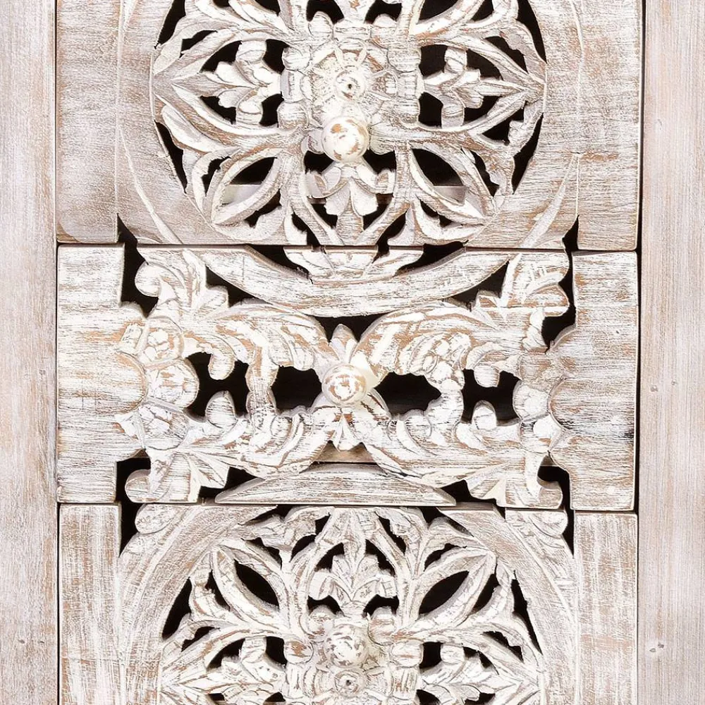 Wohnen Vintage Hochkommode aus Mangoholz White Wash - Fudorus