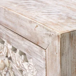 Wohnen Vintage Hochkommode aus Mangoholz White Wash - Fudorus