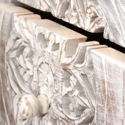 Wohnen Vintage Hochkommode aus Mangoholz White Wash - Fudorus