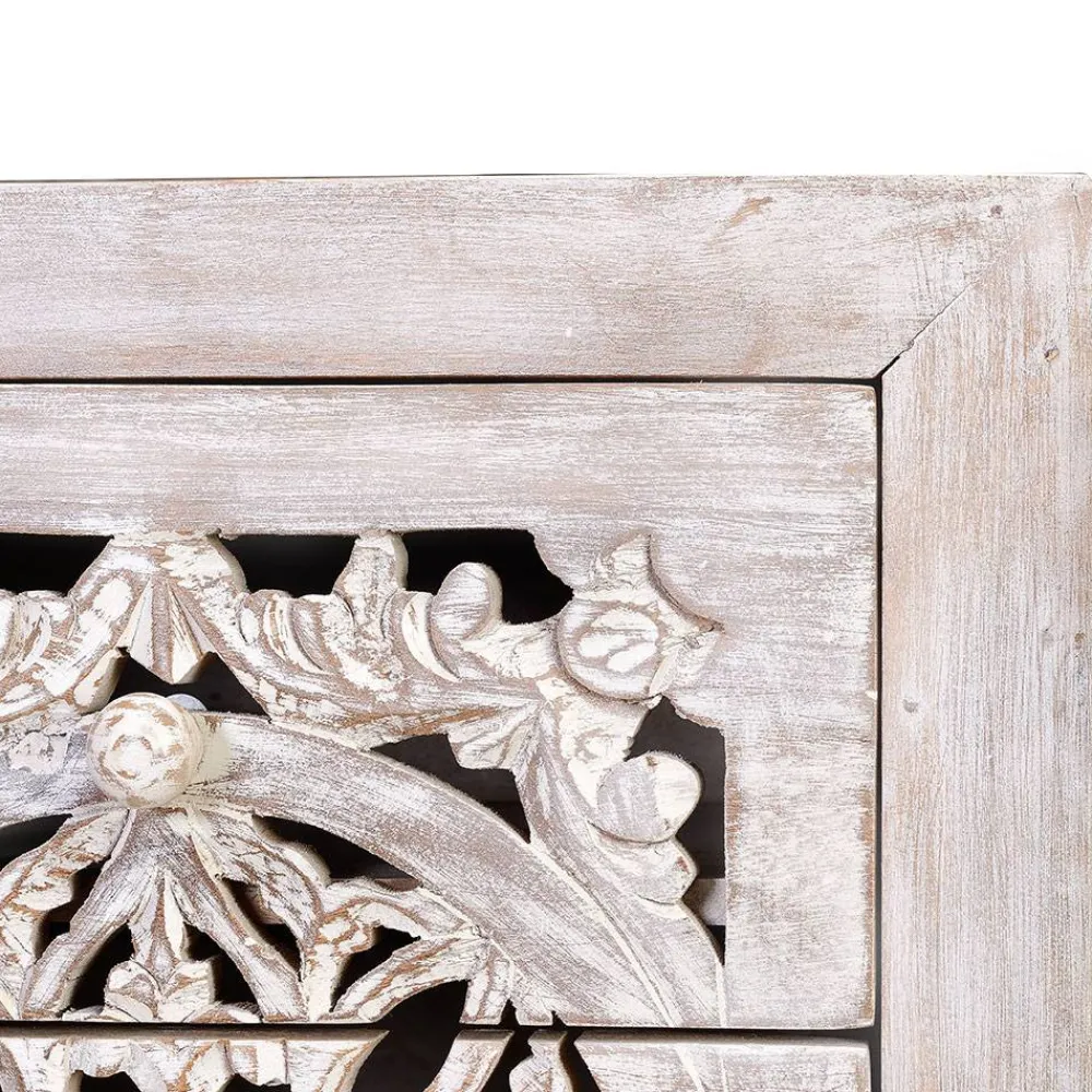 Wohnen Vintage Hochkommode aus Mangoholz White Wash - Fudorus