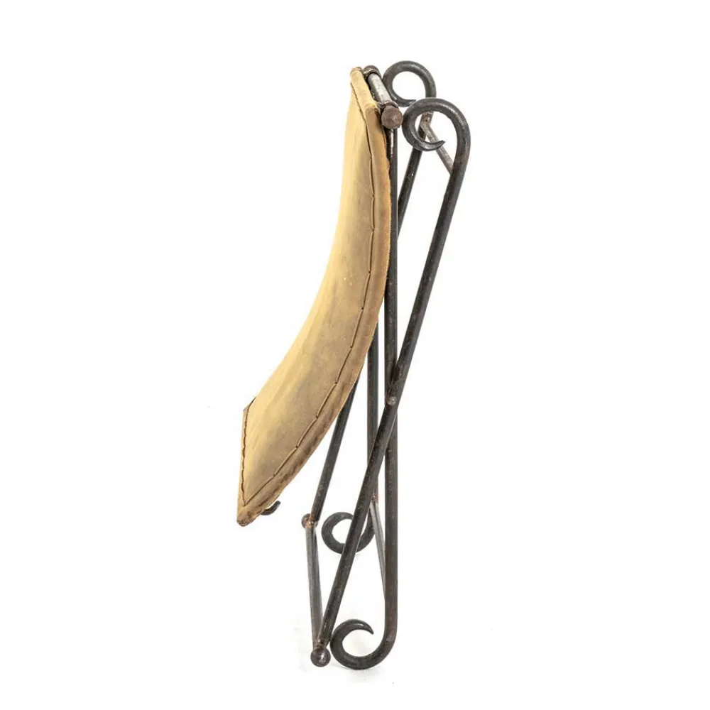 Wohnen Vintage Hocker mit Echtleder Gelb - Franca