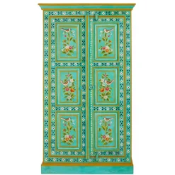 Wohnen Vintage Holzschrank bunt bemalt - Lennlo