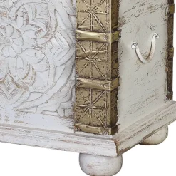 Wohnen Vintage Möbel*Vintage Holztruhe in Antikweiß mit Bronze - Volkma