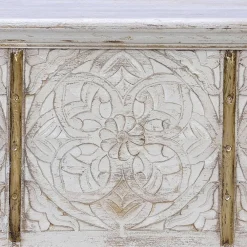 Wohnen Vintage Möbel*Vintage Holztruhe in Antikweiß mit Bronze - Volkma