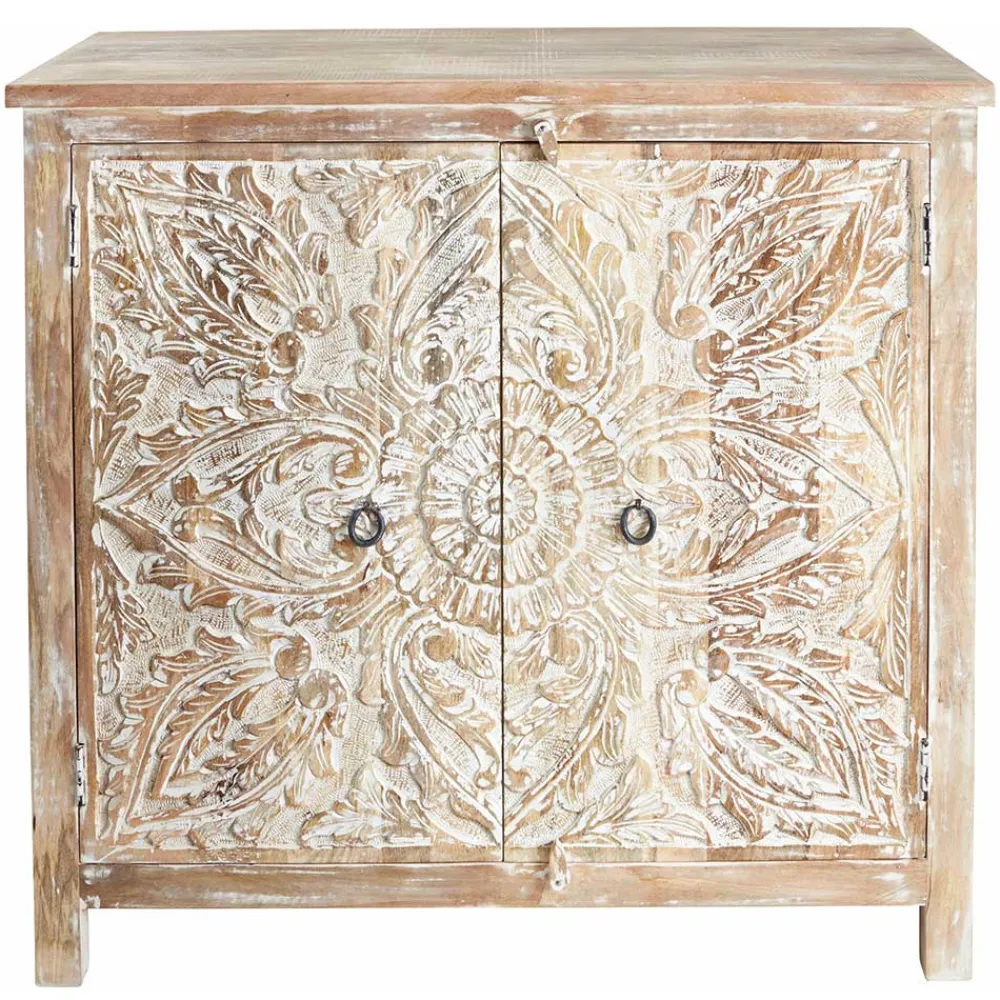 Wohnen Vintage Möbel*Vintage Kommode in Mangobaum White Wash - Jatama