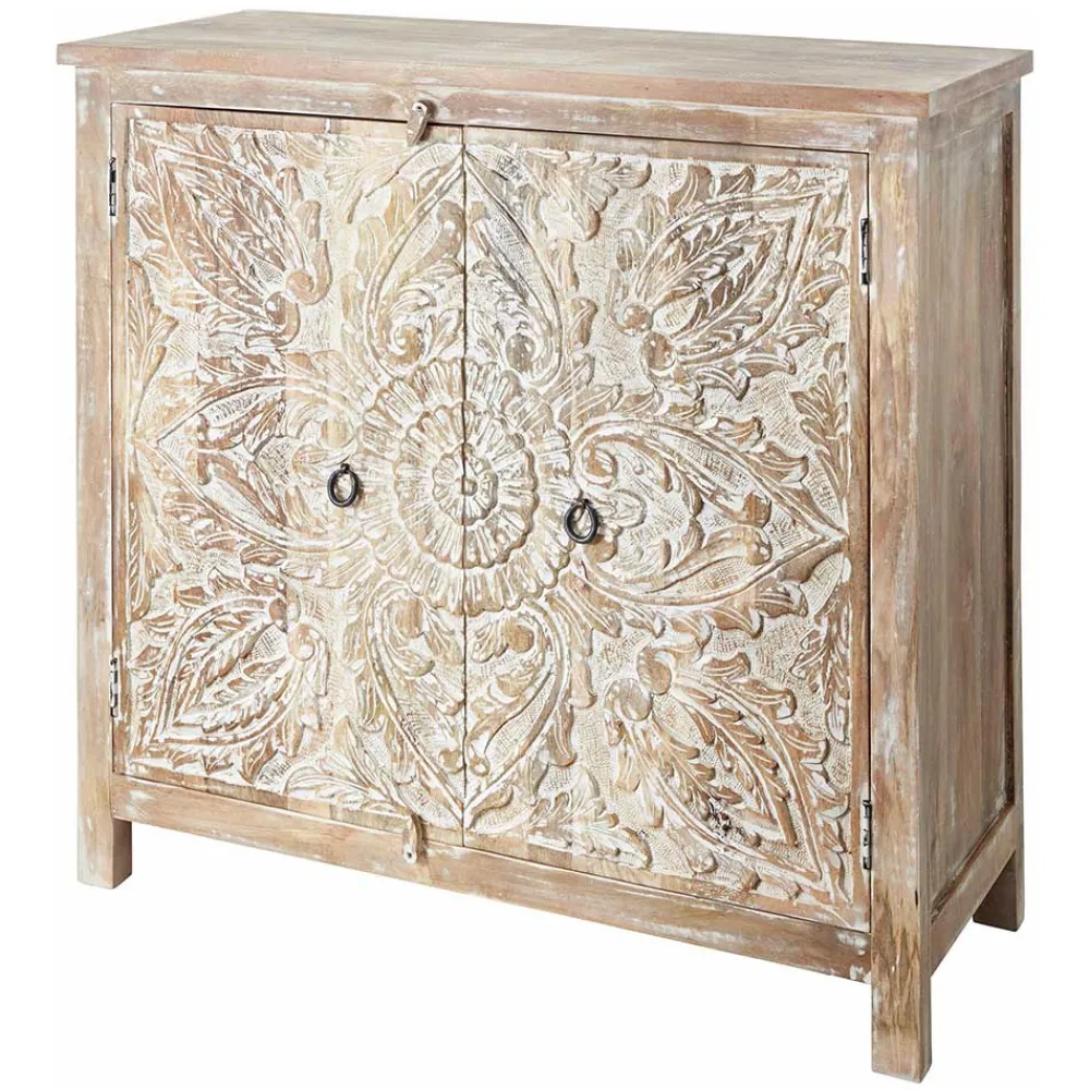 Wohnen Vintage Möbel*Vintage Kommode in Mangobaum White Wash - Jatama