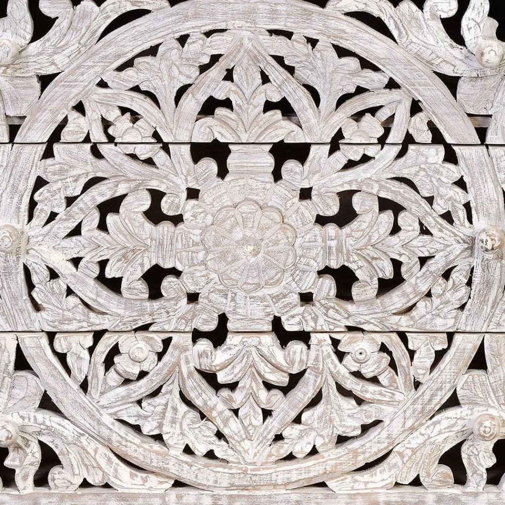 Wohnen Vintage Kommode in Mangoholz White Wash - Fudorus