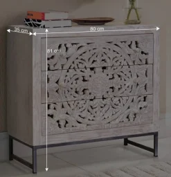 Wohnen Vintage Kommode in Mangoholz White Wash - Fudorus