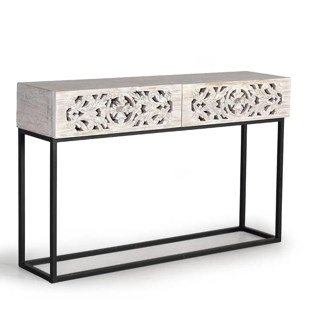 Wohnen Vintage Konsolentisch in Holz White Wash - Anatto