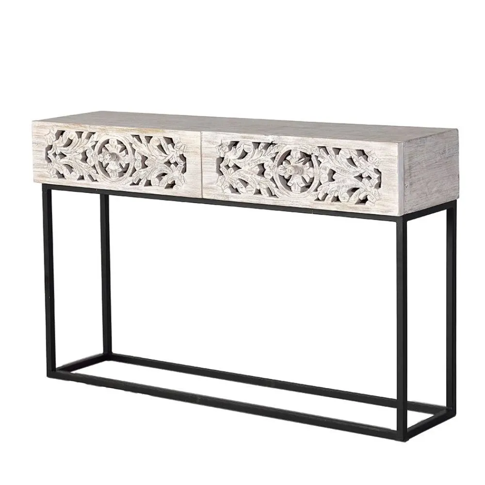 Wohnen Vintage Konsolentisch in Holz White Wash - Anatto