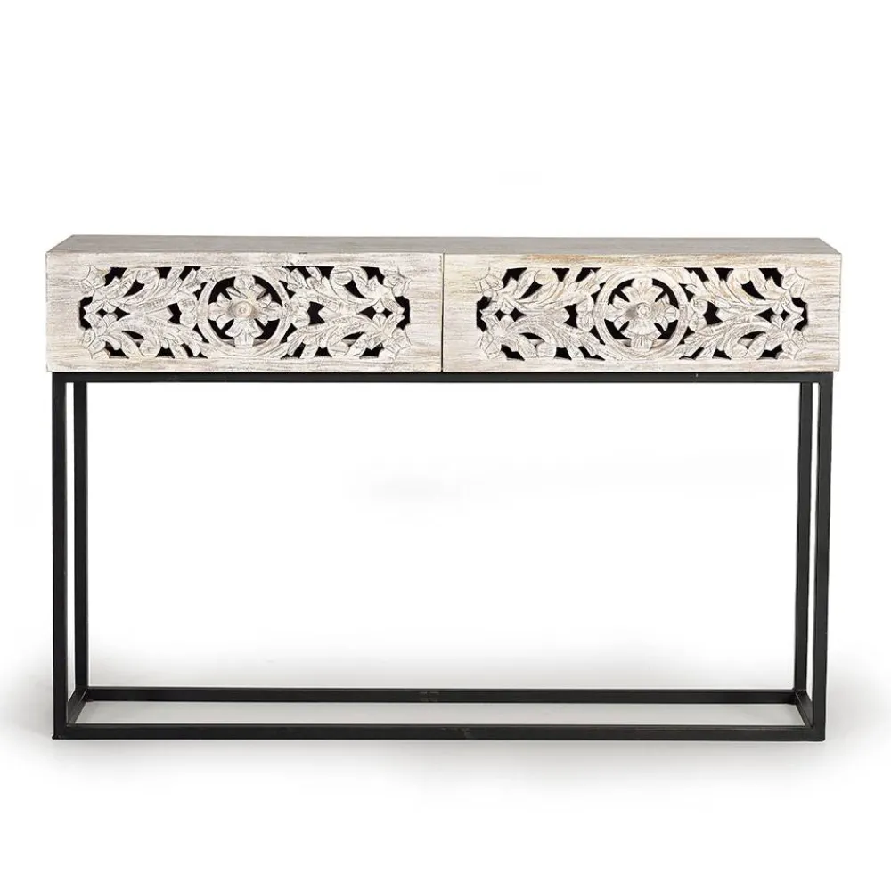 Wohnen Vintage Konsolentisch in Holz White Wash - Anatto