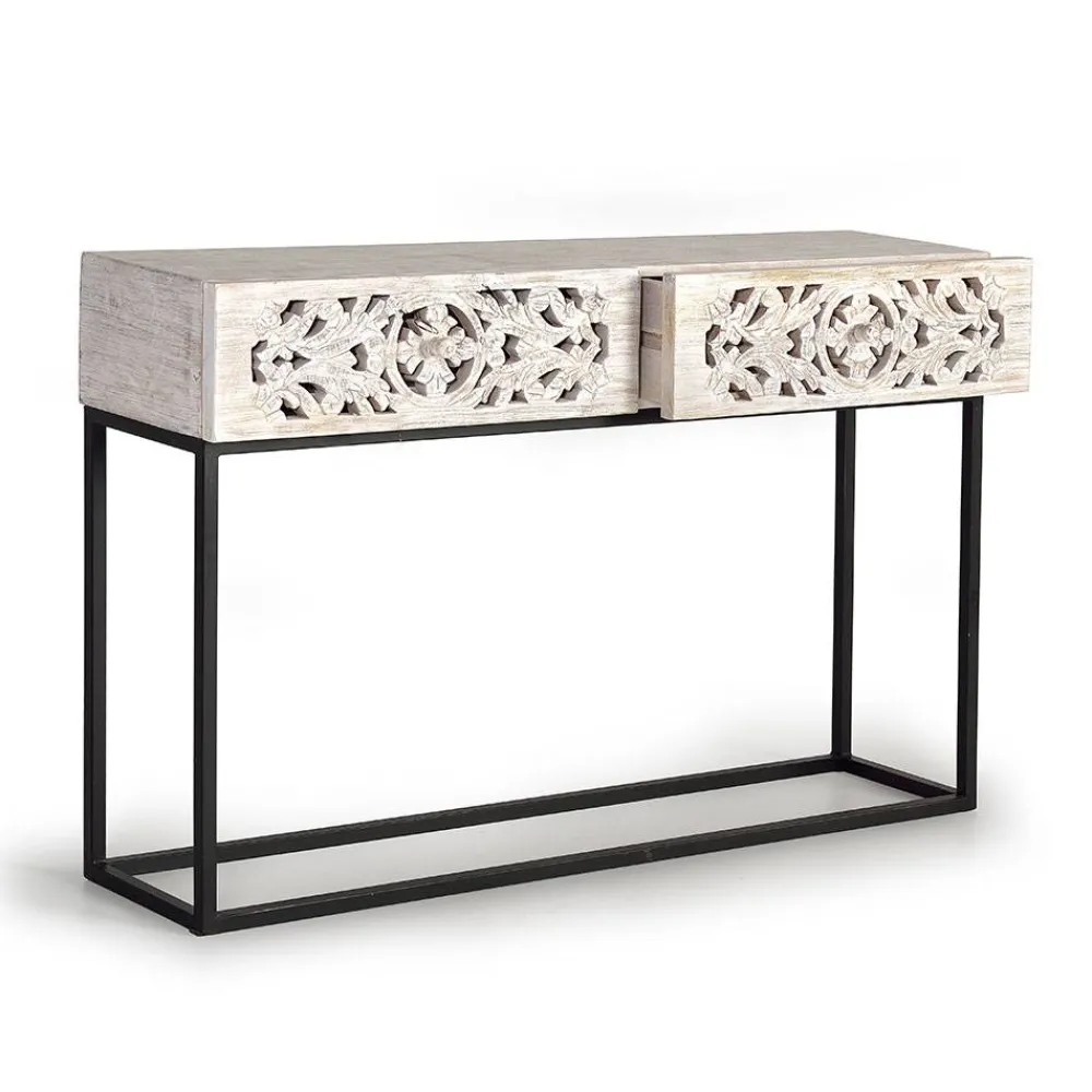 Wohnen Vintage Konsolentisch in Holz White Wash - Anatto