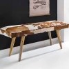 Wohnen Bettbänke|Sitzbank*Vintage Landhaus Bank Ilusiana mit Fell Leder Holz 120cm