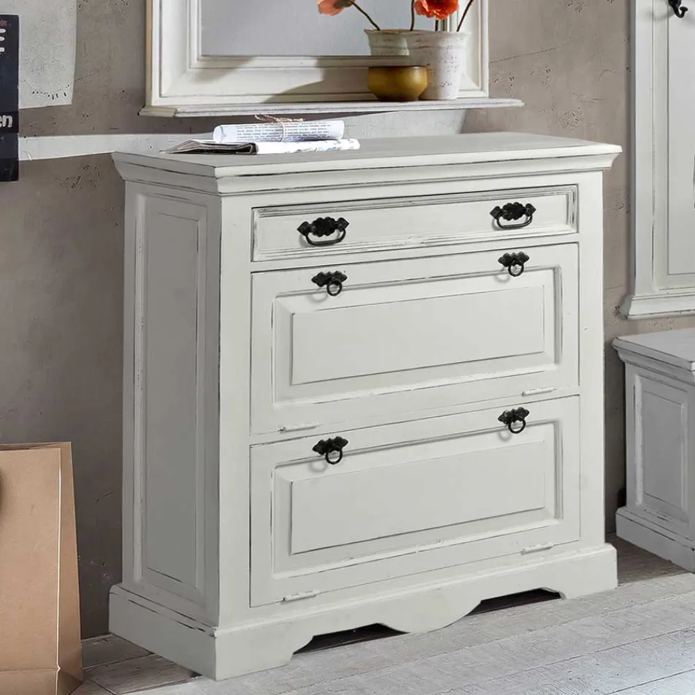 Wohnen Vintage Möbel|Schuhschränke*Vintage Landhaus Schuhbank in Antikweiß - Wittgenstein