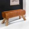Wohnen Vintage Lederbank Snog mit Holzgestell rustikal