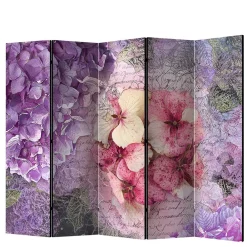 Wohnen Vintage Leinwand Paravent mit Blumen Motiv - Crabira