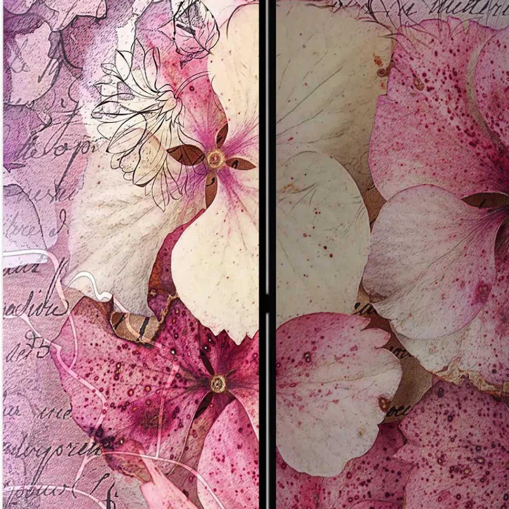 Wohnen Vintage Leinwand Paravent mit Blumen Motiv - Crabira