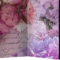 Wohnen Vintage Leinwand Paravent mit Blumen Motiv - Crabira