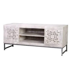 Wohnen Vintage Lowboard in Mangoholz White Wash - Fudorus