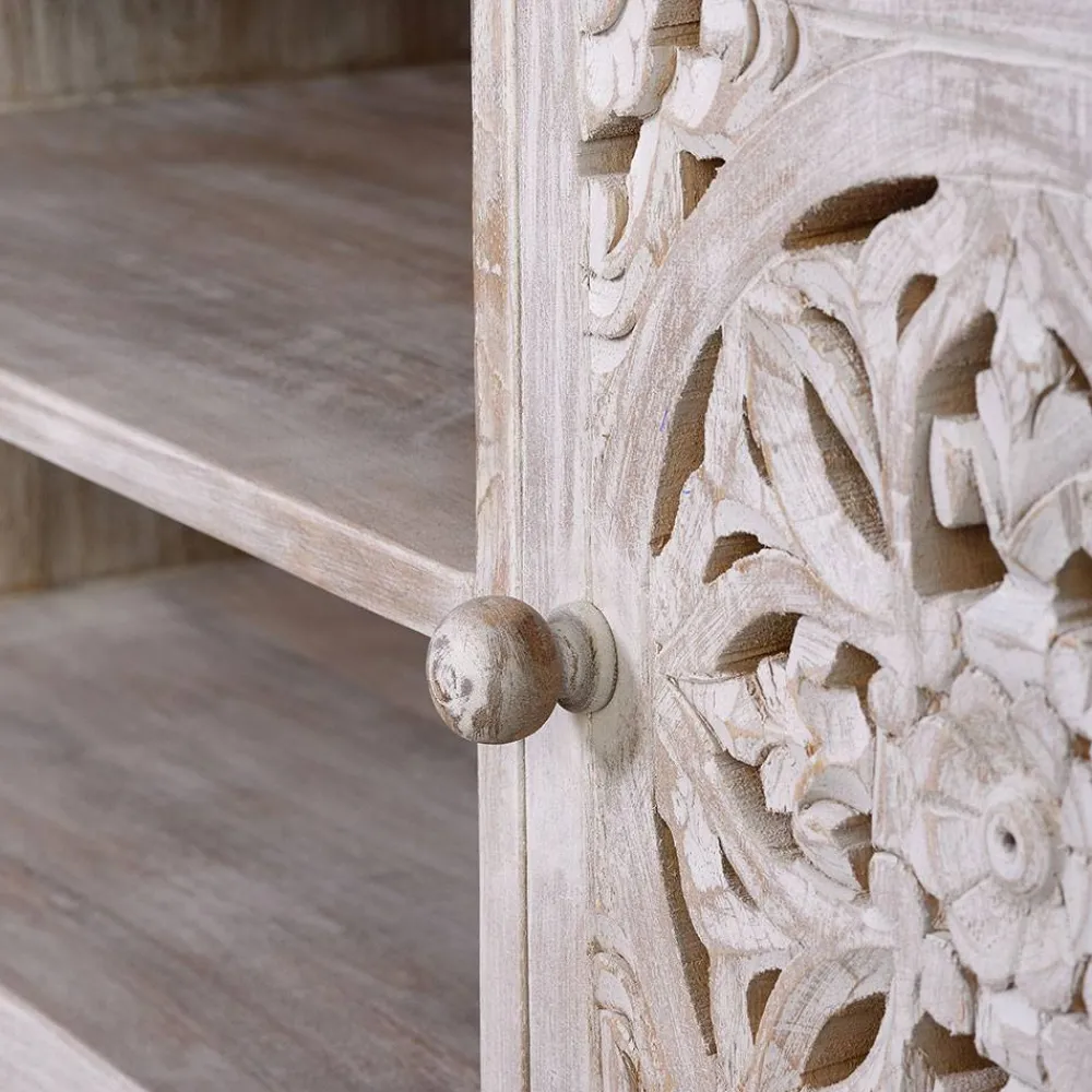 Wohnen Vintage Lowboard in Mangoholz White Wash - Fudorus