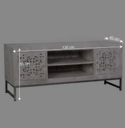 Wohnen Vintage Lowboard in Mangoholz White Wash - Fudorus