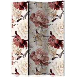 Wohnen Vintage Motiv Paravent mit Rosen in Rot Weiß - Vakuum