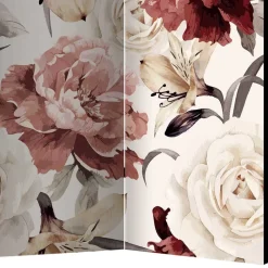Wohnen Vintage Motiv Paravent mit Rosen in Rot Weiß - Vakuum