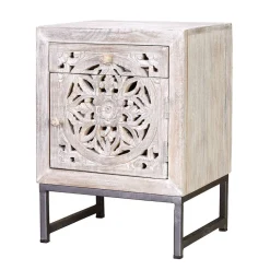 Wohnen Vintage Möbel|Nachttische*Vintage Nachtschrank aus Mangoholz White Wash - Fudorus