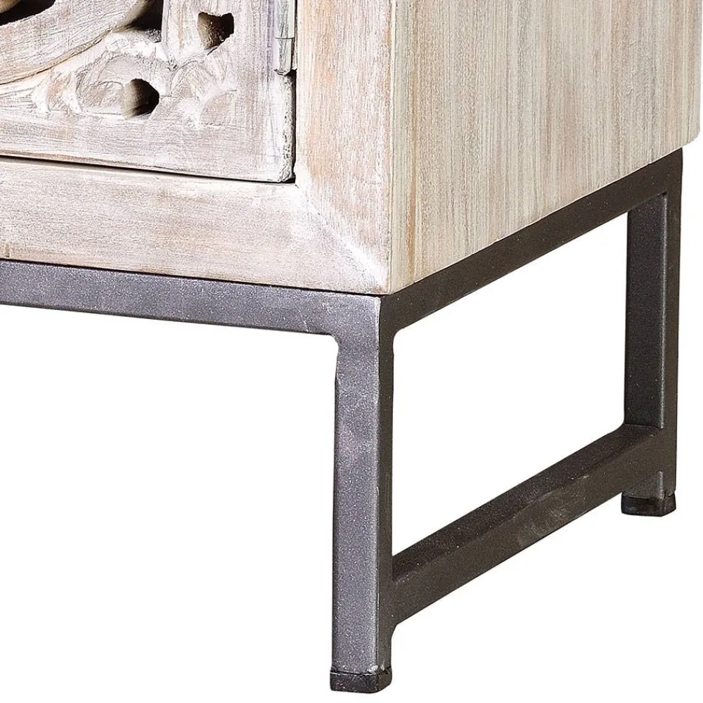 Wohnen Vintage Möbel|Nachttische*Vintage Nachtschrank aus Mangoholz White Wash - Fudorus