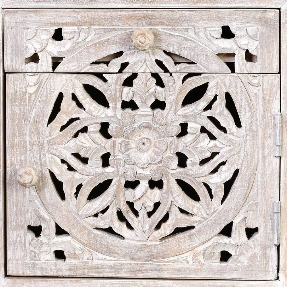 Wohnen Vintage Möbel|Nachttische*Vintage Nachtschrank aus Mangoholz White Wash - Fudorus