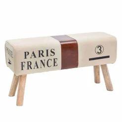 Wohnen Vintage Polsterbank Clause mit Holz Leinen Echtleder