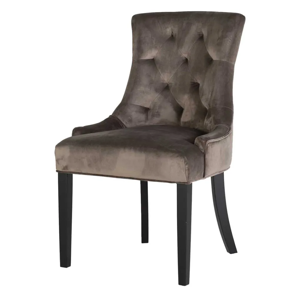 Wohnen Vintage Möbel*Vintage Polsterstuhl aus dunkelgrauem Samt - Blances (4er Set)