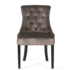 Wohnen Vintage Möbel*Vintage Polsterstuhl aus dunkelgrauem Samt - Blances (4er Set)