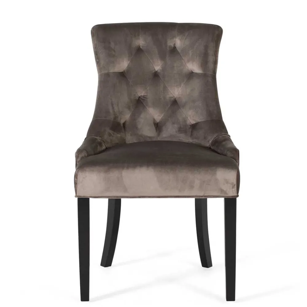 Wohnen Vintage Möbel*Vintage Polsterstuhl aus dunkelgrauem Samt - Blances (4er Set)