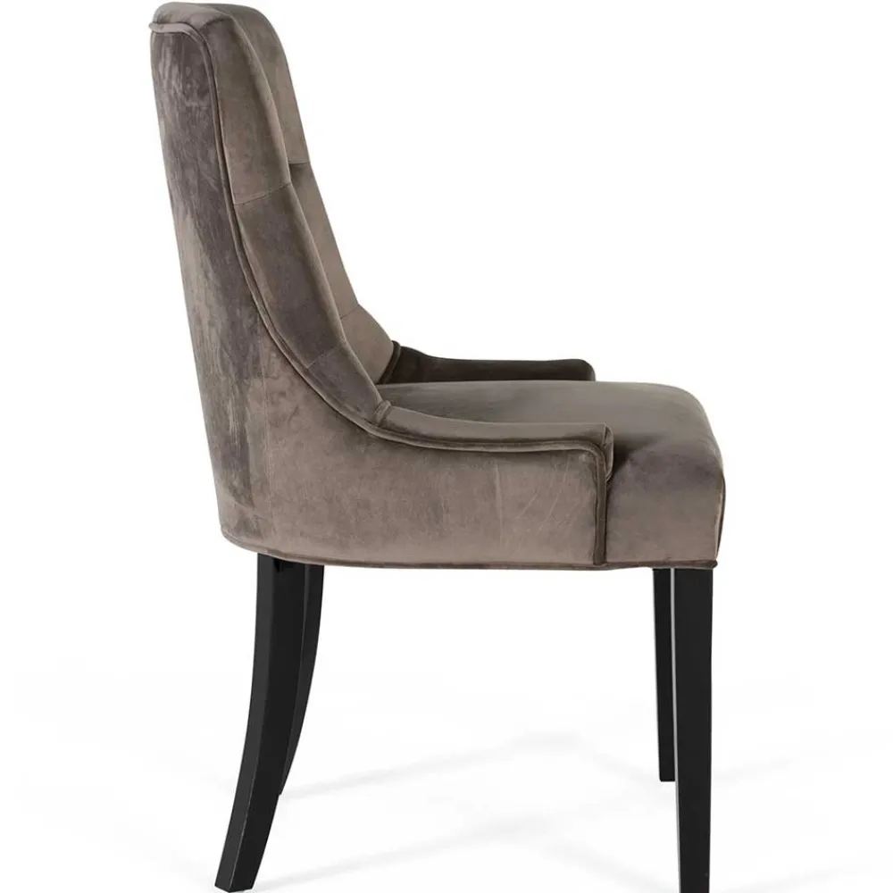 Wohnen Vintage Möbel*Vintage Polsterstuhl aus dunkelgrauem Samt - Blances (4er Set)