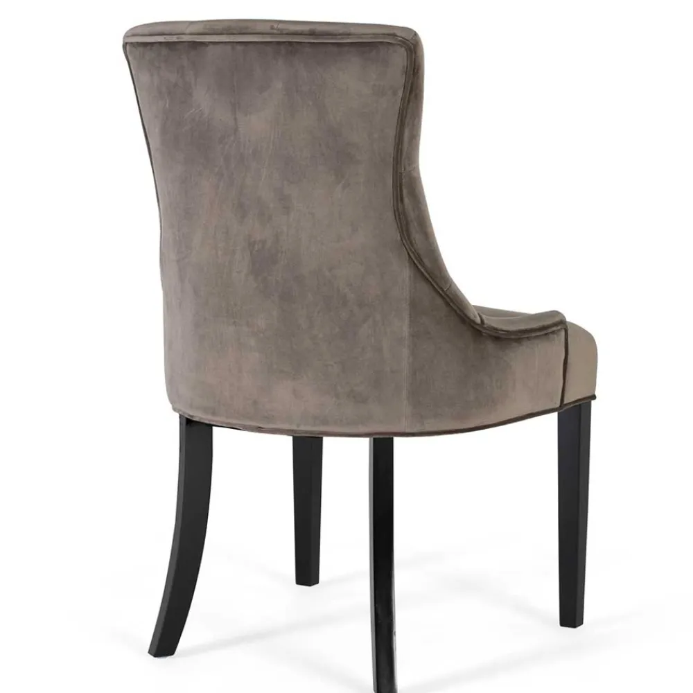 Wohnen Vintage Möbel*Vintage Polsterstuhl aus dunkelgrauem Samt - Blances (4er Set)