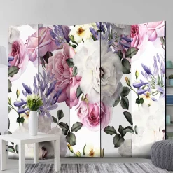 Wohnen Vintage Romantik Paravent mit Rosen Motiv - Eodoro