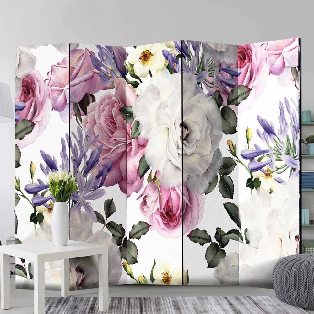 Wohnen Vintage Romantik Paravent mit Rosen Motiv - Eodoro