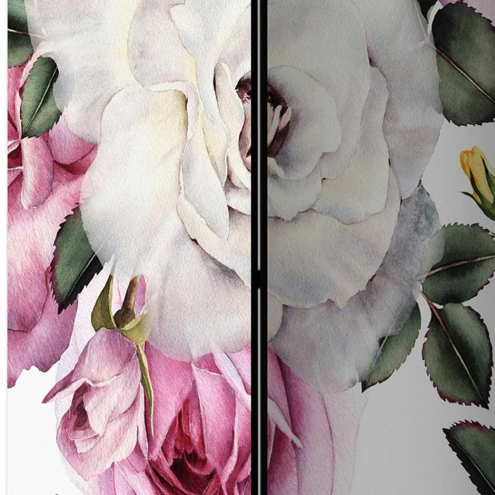 Wohnen Vintage Romantik Paravent mit Rosen Motiv - Eodoro