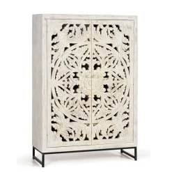 Wohnen Vintage Schrank in Mangoholz White Wash - Fudorus